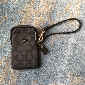 Black Coach Monogram 4C, ID/Credit Card wristlet